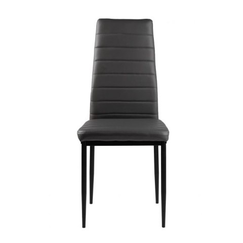 Zestaw krzeseł do jadalni salonu z ekoskóry 4 szt. wysokie oparcie - szare ModernHome ModernHome Zestaw krzeseł do jadalni salonu z ekoskóry 4 szt. wysokie oparcie - szare ModernHome ModernHome