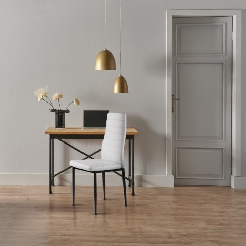 Zestaw krzeseł do jadalni salonu z krzesło ekoskóry 4 szt. wysokie oparcie - białe ModernHome ModernHome Zestaw krzeseł do jadalni salonu z krzesło ekoskóry 4 szt. wysokie oparcie - białe ModernHome ModernHome
