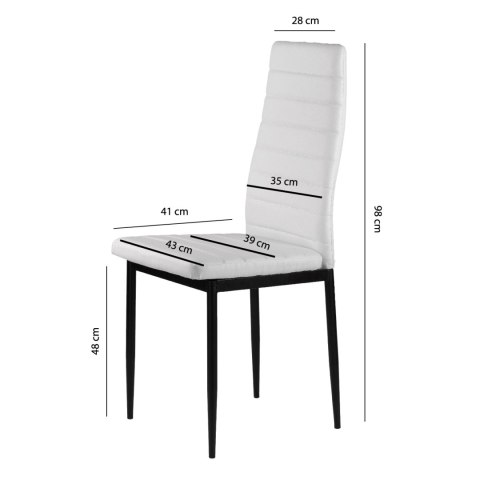 Zestaw krzeseł do jadalni salonu z krzesło ekoskóry 4 szt. wysokie oparcie - białe ModernHome ModernHome Zestaw krzeseł do jadalni salonu z krzesło ekoskóry 4 szt. wysokie oparcie - białe ModernHome ModernHome