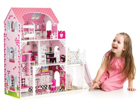 Drewniany domek dla lalek z windą XXL zjeżdżalnia ECOTOYS ECOTOYS Drewniany domek dla lalek z windą XXL zjeżdżalnia ECOTOYS ECOTOYS