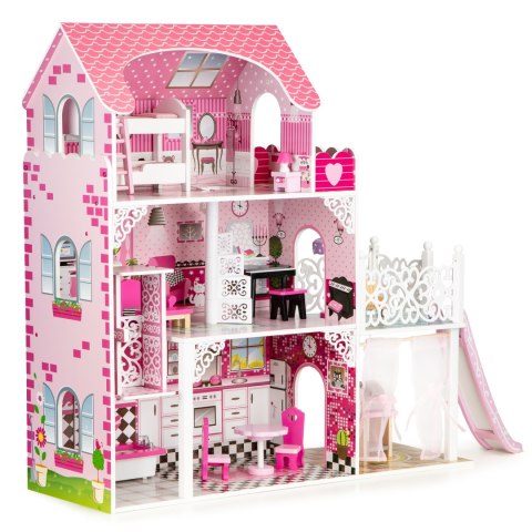 Drewniany domek dla lalek z windą XXL zjeżdżalnia ECOTOYS ECOTOYS Drewniany domek dla lalek z windą XXL zjeżdżalnia ECOTOYS ECOTOYS