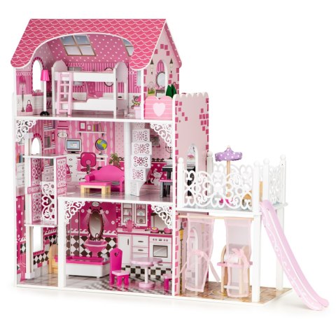 Drewniany domek dla lalek z windą XXL zjeżdżalnia ECOTOYS ECOTOYS Drewniany domek dla lalek z windą XXL zjeżdżalnia ECOTOYS ECOTOYS