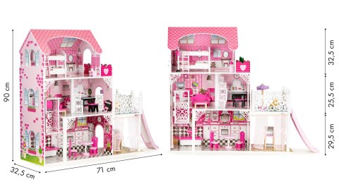 Drewniany domek dla lalek z windą XXL zjeżdżalnia ECOTOYS ECOTOYS Drewniany domek dla lalek z windą XXL zjeżdżalnia ECOTOYS ECOTOYS