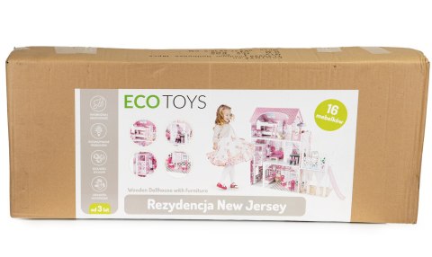 Drewniany domek dla lalek z windą XXL zjeżdżalnia ECOTOYS ECOTOYS Drewniany domek dla lalek z windą XXL zjeżdżalnia ECOTOYS ECOTOYS