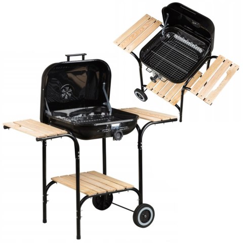Duży grill ogrodowy z pokrywą regulacja rusztu drewniane półki MultiGarden MultiGarden Duży grill ogrodowy z pokrywą regulacja rusztu drewniane półki MultiGarden MultiGarden
