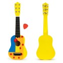 Gitara dla dzieci drewniana metalowe struny kostka- żółta ECOTOYS ECOTOYS