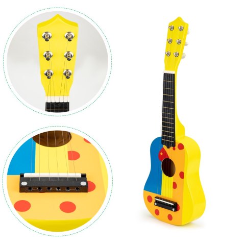 Gitara dla dzieci drewniana metalowe struny kostka- żółta ECOTOYS ECOTOYS Gitara dla dzieci drewniana metalowe struny kostka- żółta ECOTOYS ECOTOYS