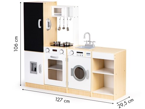 Drewniana kuchnia dla dzieci osobne segmenty XXL tablica + LED ECOTOYS ECOTOYS