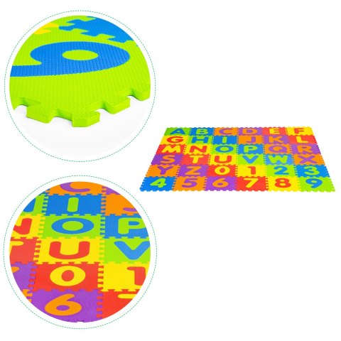Duża mata piankowa EVA dla dzieci litery cyfry 178x178 cm 36 elementów ECOTOYS ECOTOYS