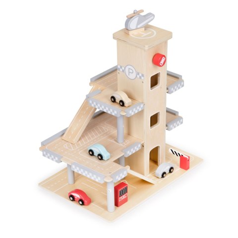 Duży drewniany tor garaż parking z windą + autka ECOTOYS ECOTOYS