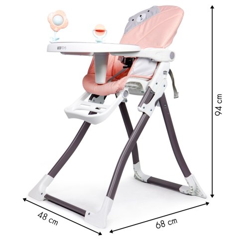 Fotelik krzesełko do karmienia róż składany ECOTOYS ECOTOYS