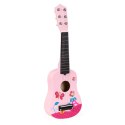 Gitara dla dzieci drewniana metalowe struny kostka różowa ECOTOYS ECOTOYS