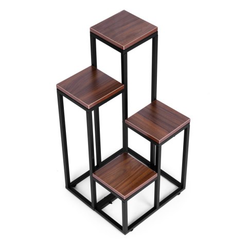 Kwietnik regał na kwiaty ozdoby 4 półki metal MDF ciemny orzech ModernHome ModernHome