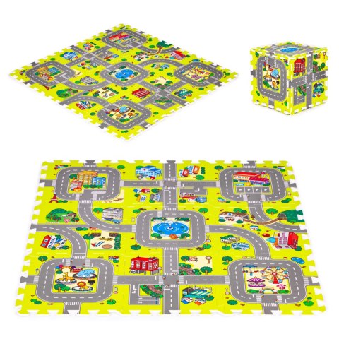Mata piankowa dla dzieci miasto 9 elementów 90,5x90,5 cm IPLAY IPLAY