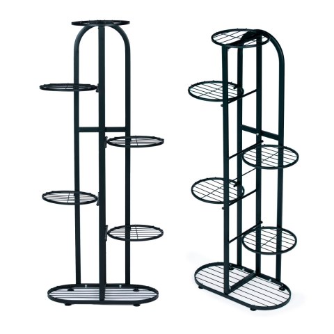 Nowoczesny metalowy kwietnik stojak na kwiaty 6 poziomów czarny ModernHome ModernHome