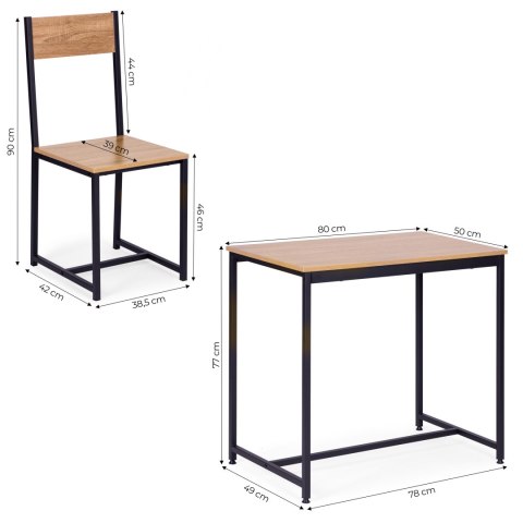 Zestaw komplet mebli stolik 2 krzesła metal MDF ModernHome ModernHome