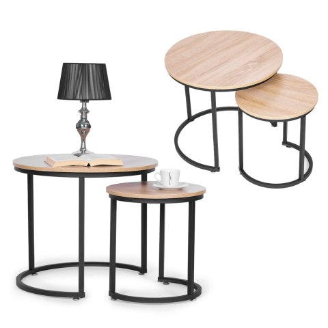 Zestaw stolików kawowych 2 szt. okrągłe loftowy design ModernHome ModernHome