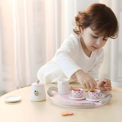 Drewniany zestaw do herbaty filiżanki czajnik 15 elementów ECOTOYS ECOTOYS