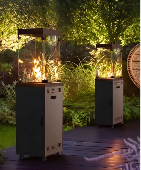 Ogrzewacz gazowy promiennik grzejnik 13 kW szklany na ogród patio reduktor kamienie wulkaniczne pokrowiec MultiGarden MultiGarden