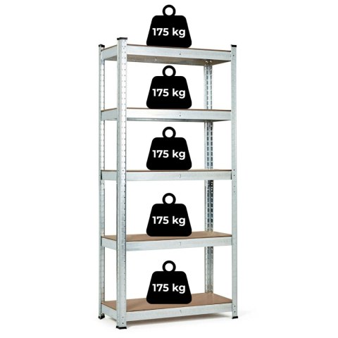 Regał magazynowy 180x90x40 cm stal galwanizowana 5 półek 875 kg ModernHome ModernHome
