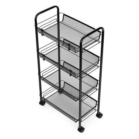 Regał organizer pomocnik do kuchni łazienki metalowy 4 półki kółka czarny ModernHome ModernHome