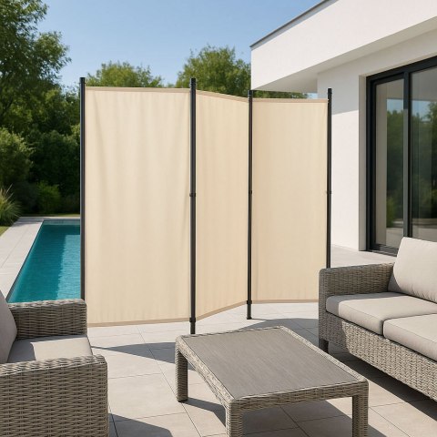 Składany parawan ogrodowy pokojowy 3-panelowy 167x164 cm beżowy MultiGarden MultiGarden