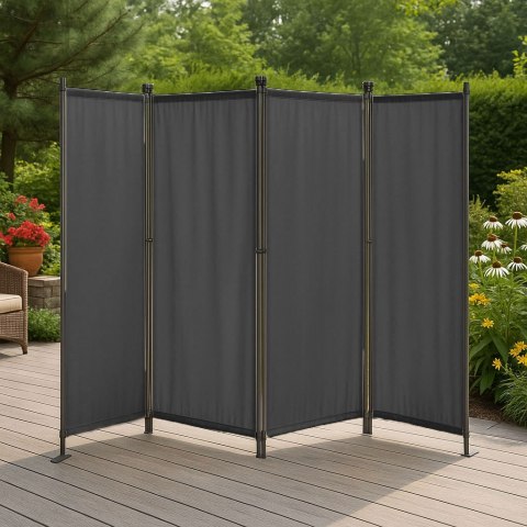 Składany parawan ogrodowy pokojowy 4-panelowy 167x216 cm szary MultiGarden MultiGarden