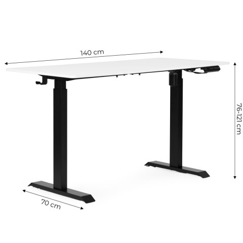 Biurko elektryczne regulowane 140x70 cm regulacja wysokości 76-121 cm ModernHome ModernHome