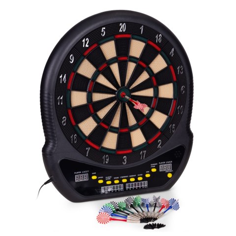 Elektroniczna tarcza do darta gry w rzutki lotki tablica LCD 48 cm 27 gier zestaw 12 rzutek MULTISTORE