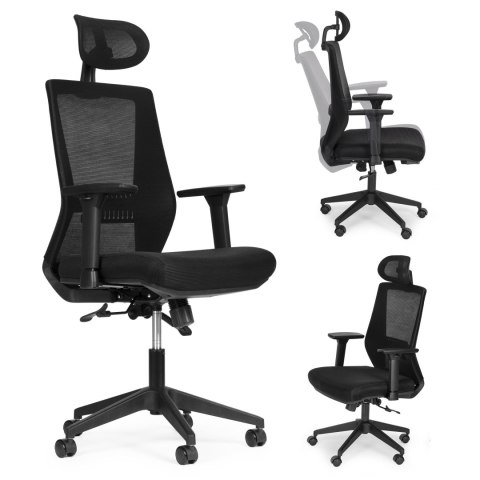 Fotel biurowy obrotowy ergonomiczny regulacja wysokości czarny ModernHome ModernHome