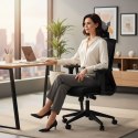 Fotel biurowy obrotowy ergonomiczny regulacja wysokości czarny ModernHome ModernHome