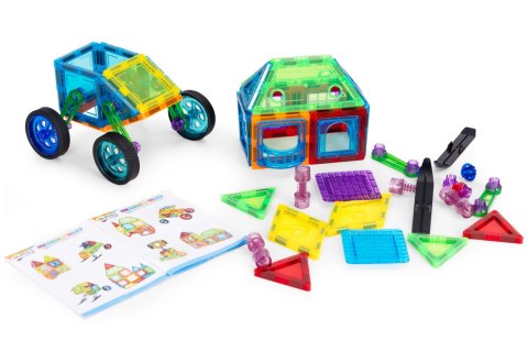 Klocki magnetyczne konstrukcyjne domek autko 48 elementów MULTISTORE