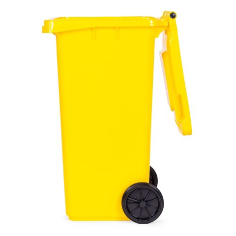 Kosz na smieci pojemnik 120L kubeł śmietnik żółty plastik gumowe koła MULTISTORE