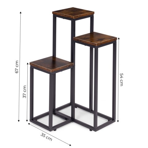 Kwietnik stojący stojak na kwiaty ozdoby 3 półki loft ModernHome ModernHome