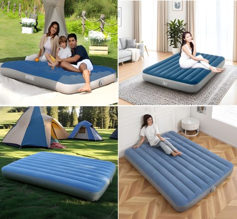 Materac dmuchany dwuosobowy 203x152x25 cm z wbudowaną pompką elektryczną INTEX 64189 INTEX