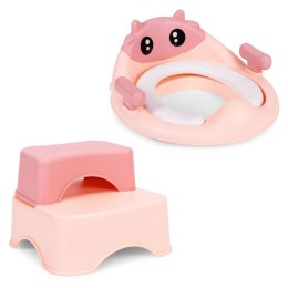 Nakładka na toaletę ze schodkami podestem dla dzieci różowa ECOTOYS ECOTOYS