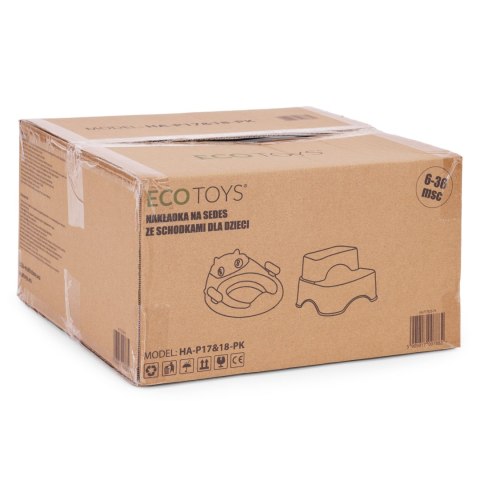 Nakładka na toaletę ze schodkami podestem dla dzieci różowa ECOTOYS ECOTOYS