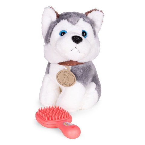 Pluszowy piesek w torebce husky maskotka dla dziecka + szczotka do pielęgnacji MULTISTORE