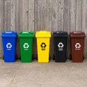 Zestaw 2 koszy na śmieci pojemniki 2x120L czarny brązowy odpady zmieszane BIO gumowe koła MULTISTORE