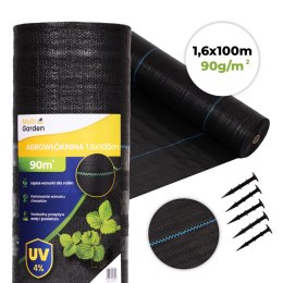 Agrowłóknina czarna agrotkanina UV 90g mata antychwastowa 1,6x100m kołki MulltiGarden MultiGarden