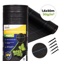 Agrowłóknina czarna agrotkanina UV 90g mata antychwastowa 1,6x50m kołki MulltiGarden MultiGarden