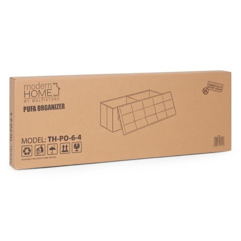 Pufa pikowana 111x38 cm ze schowkiem tapicerowana ława skrzynia jasnoszara ModernHome ModernHome