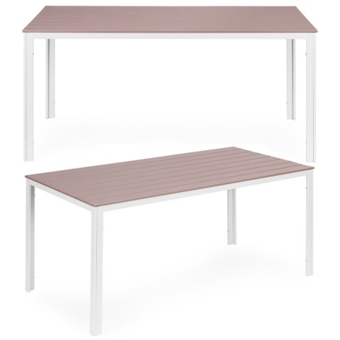 Stół ogrodowy 6-osobowy 156x78 cm polywood meble na taras beżowe białe MultiGarden MultiGarden
