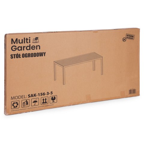 Stół ogrodowy 6-osobowy 156x78 cm polywood meble na taras beżowe białe MultiGarden MultiGarden