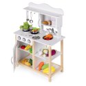 Drewniana kuchnia dla dzieci z piekarnikiem i akcesoriami do gotowania - biała ECOTOYS ECOTOYS