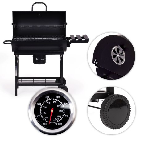 Grill węglowy ogrodowy z pokrywą termometr popielnik składane półki MultiGarden MultiGarden