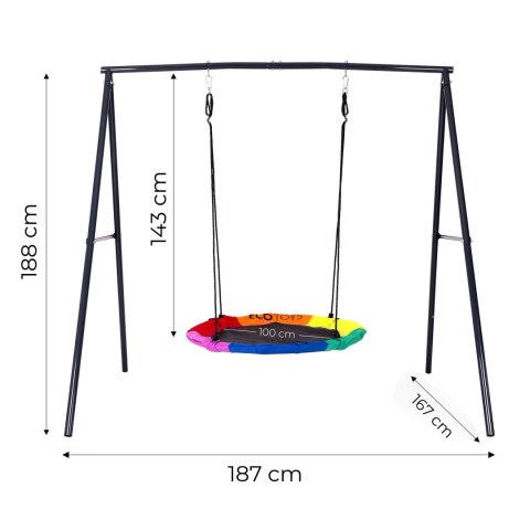 Huśtawka ogrodowa dla dzieci bocianie gniazdo 100 cm stalowy stelaż ECOTOYS ECOTOYS