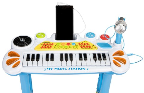 Keyboard organki pianinko z mikrofonem mp3 niebieskie MULTISTORE