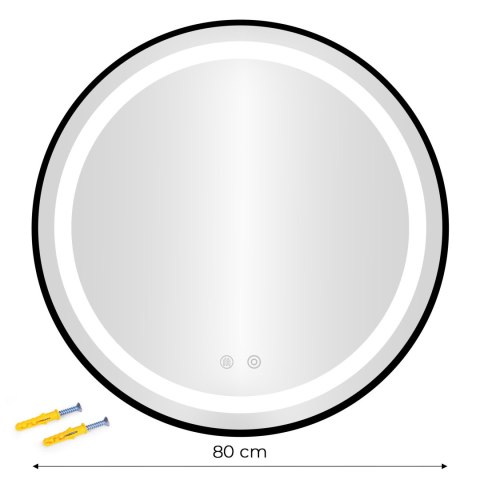 Lustro łazienkowe LED okrągłe ścienne 80 cm 3 barwy anti-fog włącznik dotykowy ModernHome ModernHome