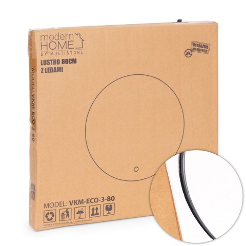 Lustro łazienkowe LED okrągłe ścienne 80 cm 3 barwy włącznik dotykowy ModernHome ModernHome